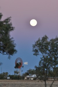 Supermoon setting at Julia Creek