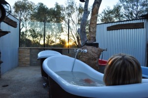 Watching the sunset from the bath