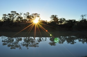 Sunset over the Thomson River, Jundah