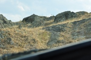 Sitting next to Doc in the hilux - at the steep, rocky bit