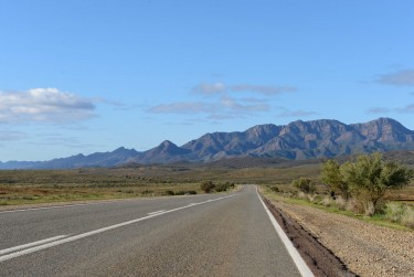 On the tar with the rugged Flinders Ranges to the east