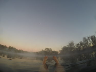 Dalhousie Springs at sunrise.Watching the sun rise through the mist coming off the 38 degree water in the spring